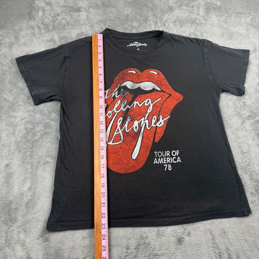 Rolling Stones Tour of America 78 Graphic Tee Black Boxy Cropped Shirt Medium - Picture 4 of 7